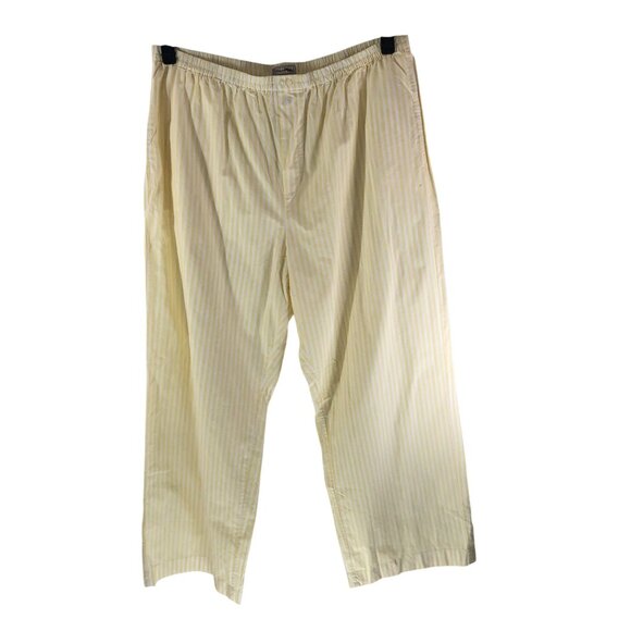 J Crew Cotton Poplin Pajama Pant In Stripe Yellow White XL - Picture 1 of 5